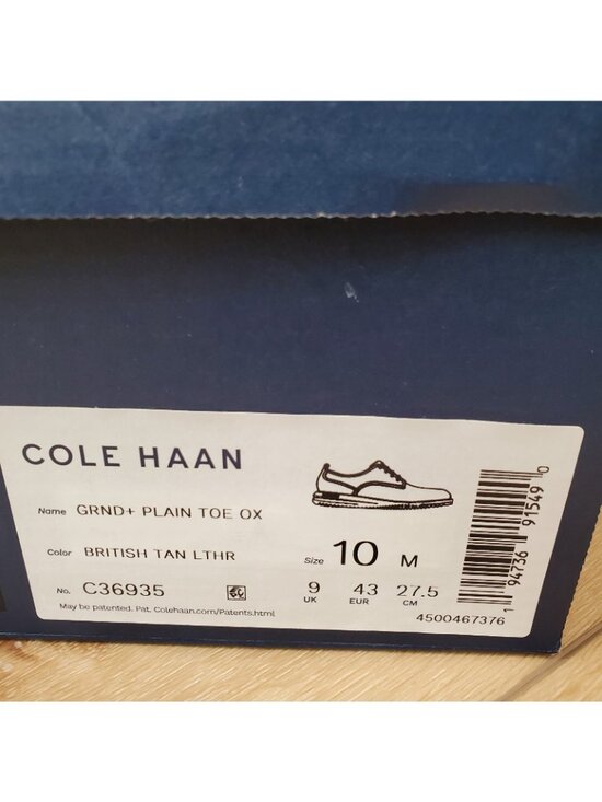 Cole Haan Grand+ Plain Toe Oxford Mens 10 M British Tan Leather Shoes C36935 NEW main image 7